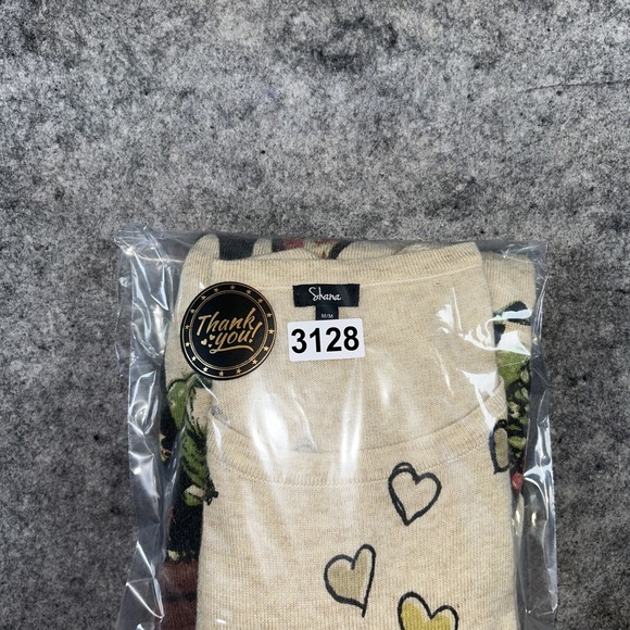 Shana Tunic Women's Medium Beige Cat Wool Blend 3/4 Sleeve Relaxed Fit Artsy - Picture 9 of 9